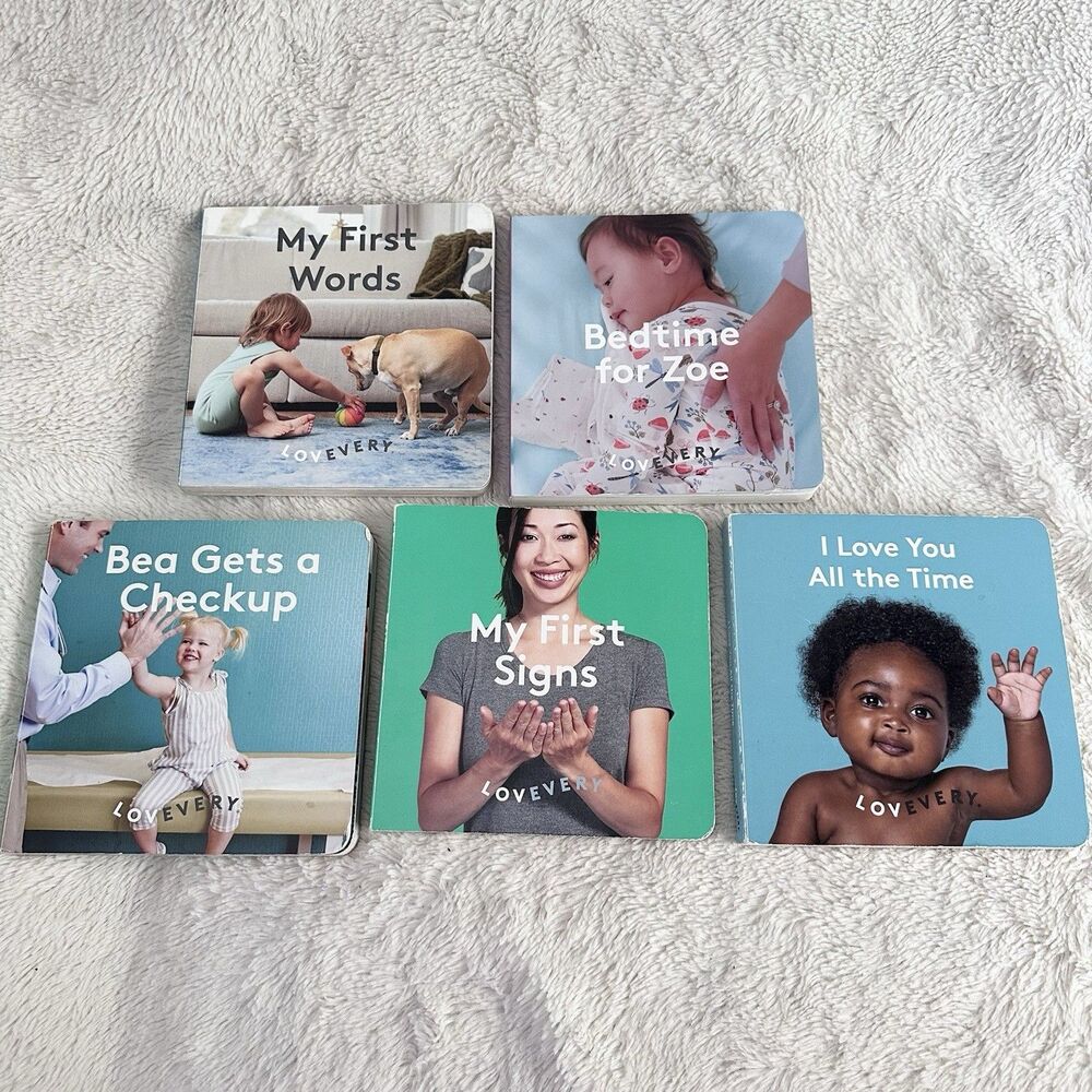 Lovevery Board Book Set of 5 Toddler Books Signs First Words Bedtime for Zoe